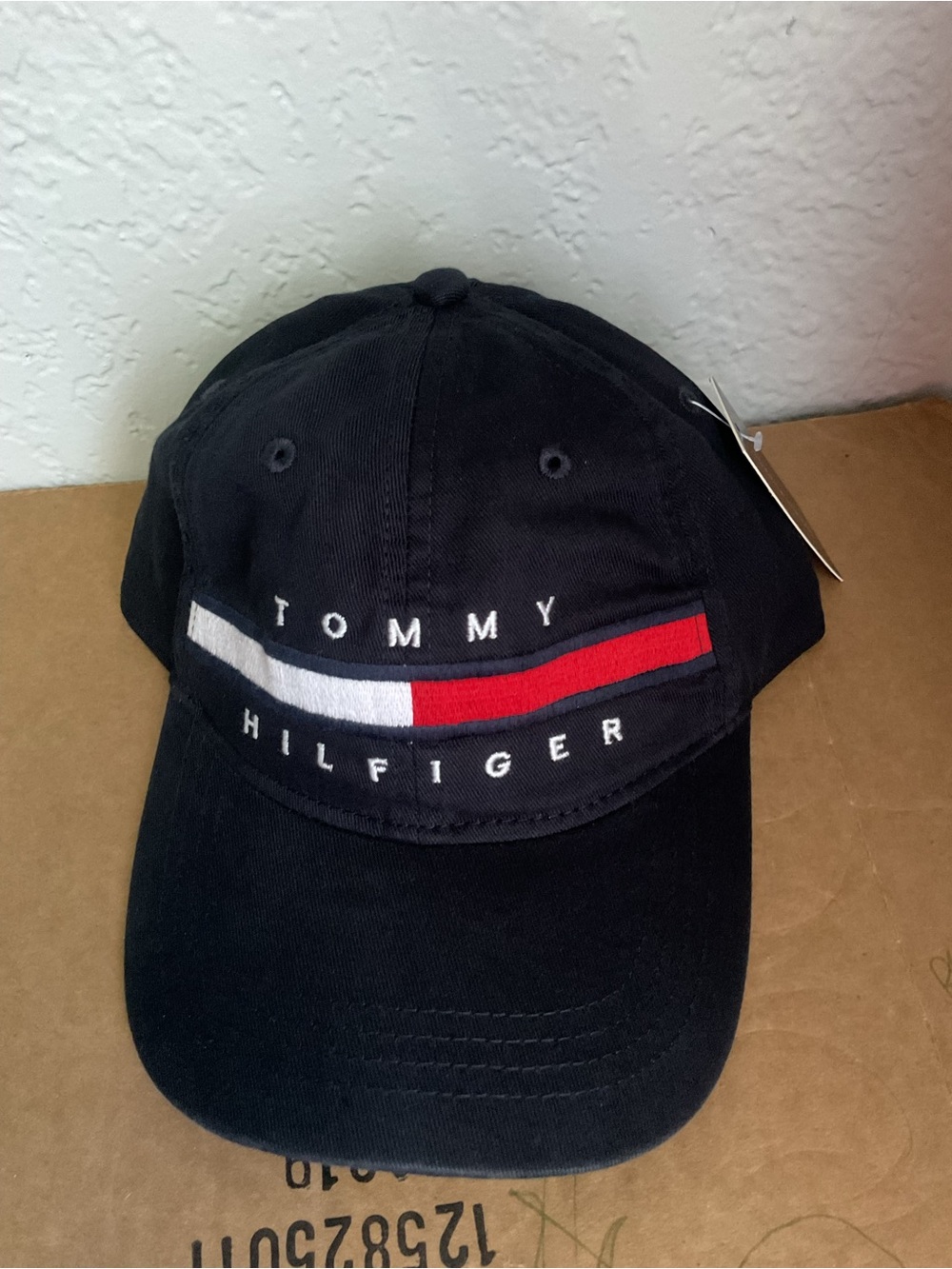 Tommy Hilfiger Black Cap with Red and White Stripe